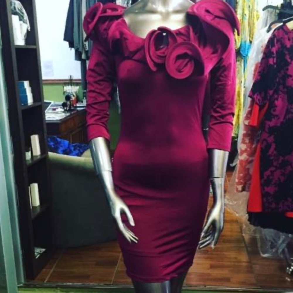 Ruffle neck dress